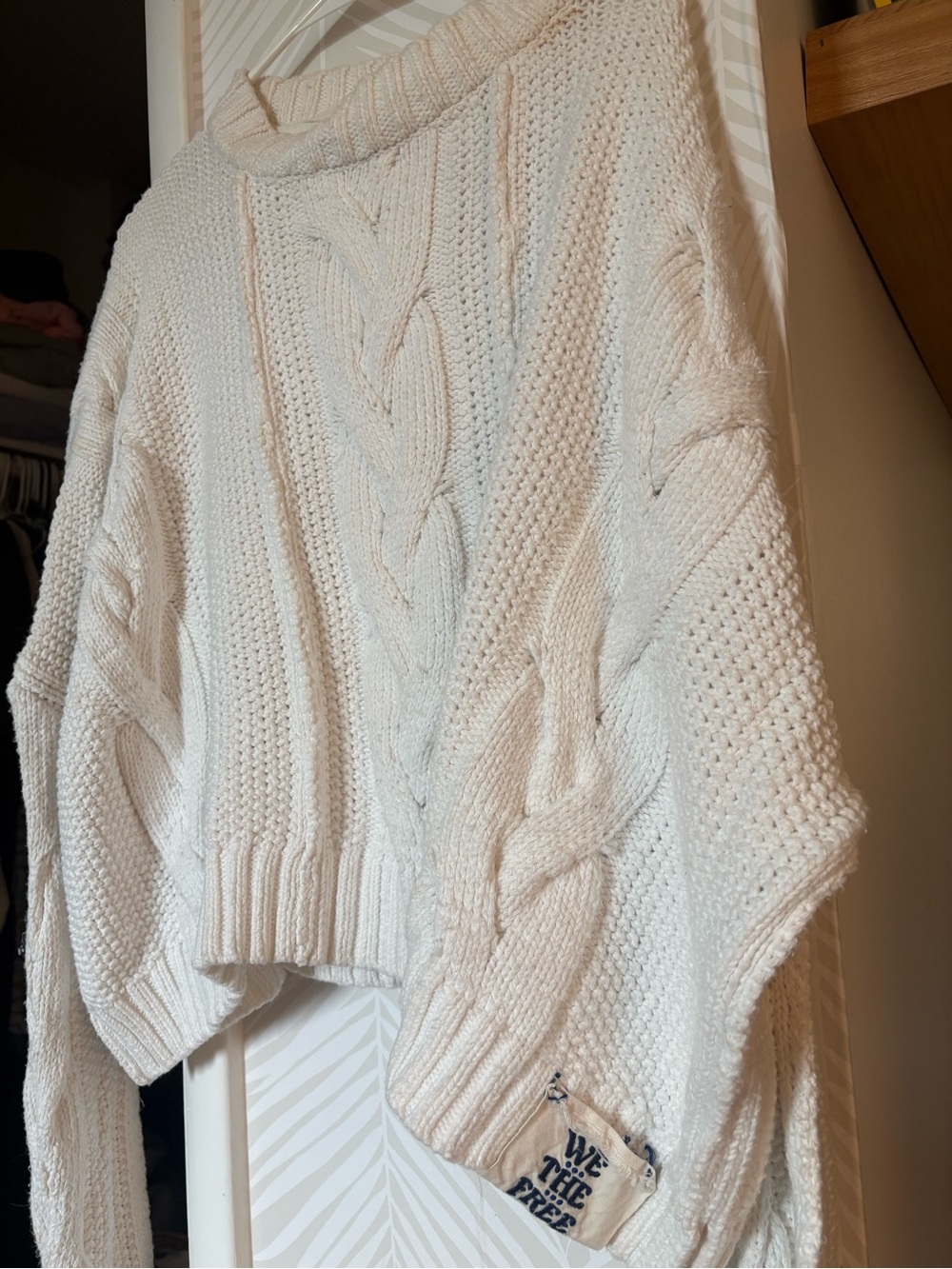 We The Free Cream Cable Knit Turtleneck Sweater